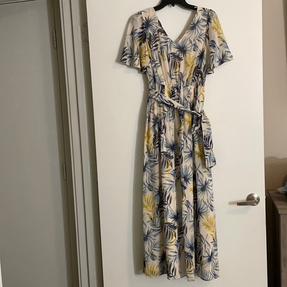 Blue and yellow Floral floor length dress